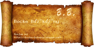 Bocke Bökény névjegykártya